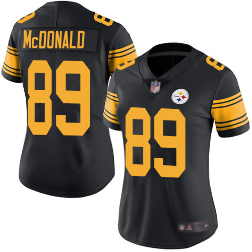 Women Pittsburgh Steelers Football #89 Limited Black Vance McDonald Rush Vapor Untouchable Nike NFL Jersey